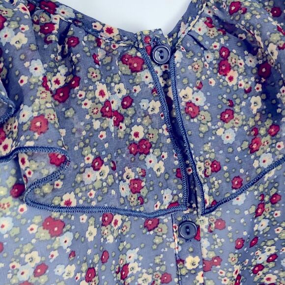 Maurices Sheer Button Up Peplum Hem Floral Sleeveless Top size Large - Picture 9 of 13